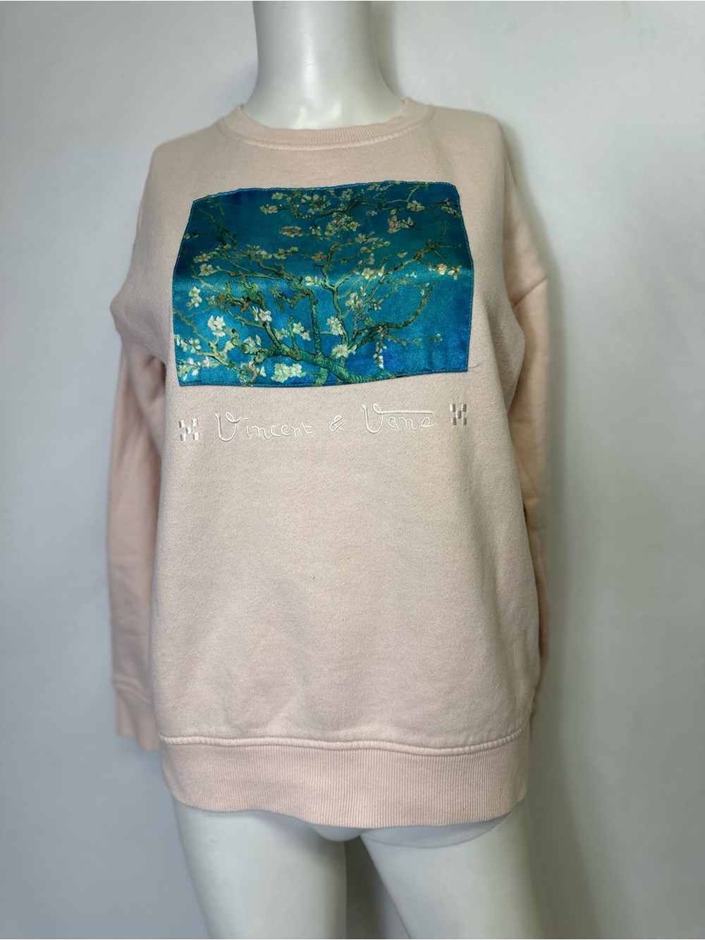 Vans Cream Pink Sweatshirt with Teal Floral Patch